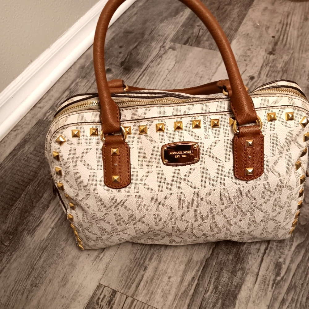 Rhinestone Cream Michael Kors Purse